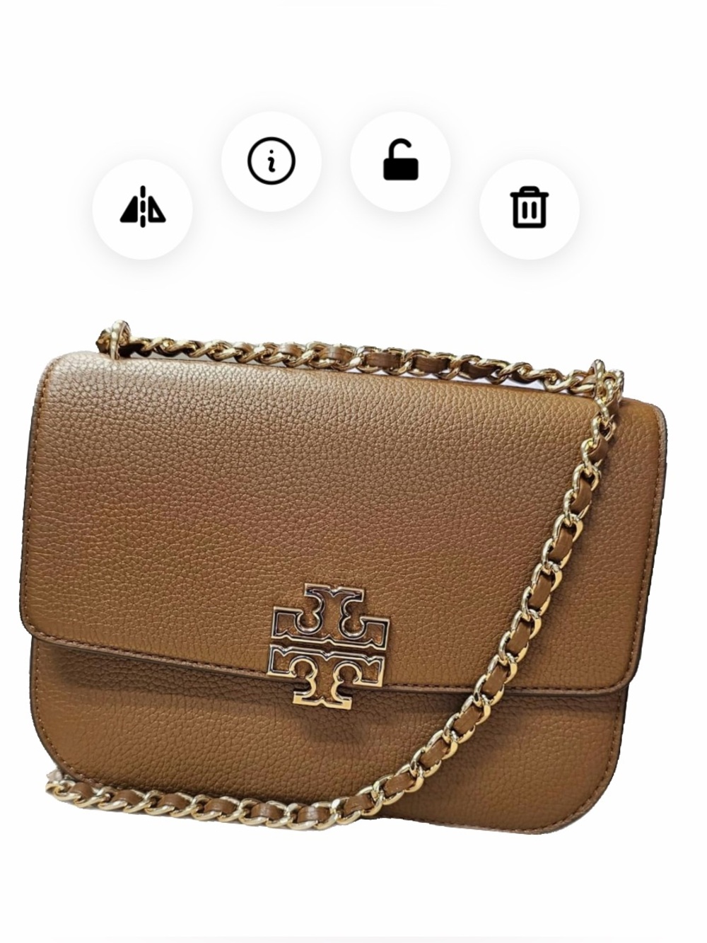 Tory Burch Brown Leather Chain-Accent Crossbody Bag